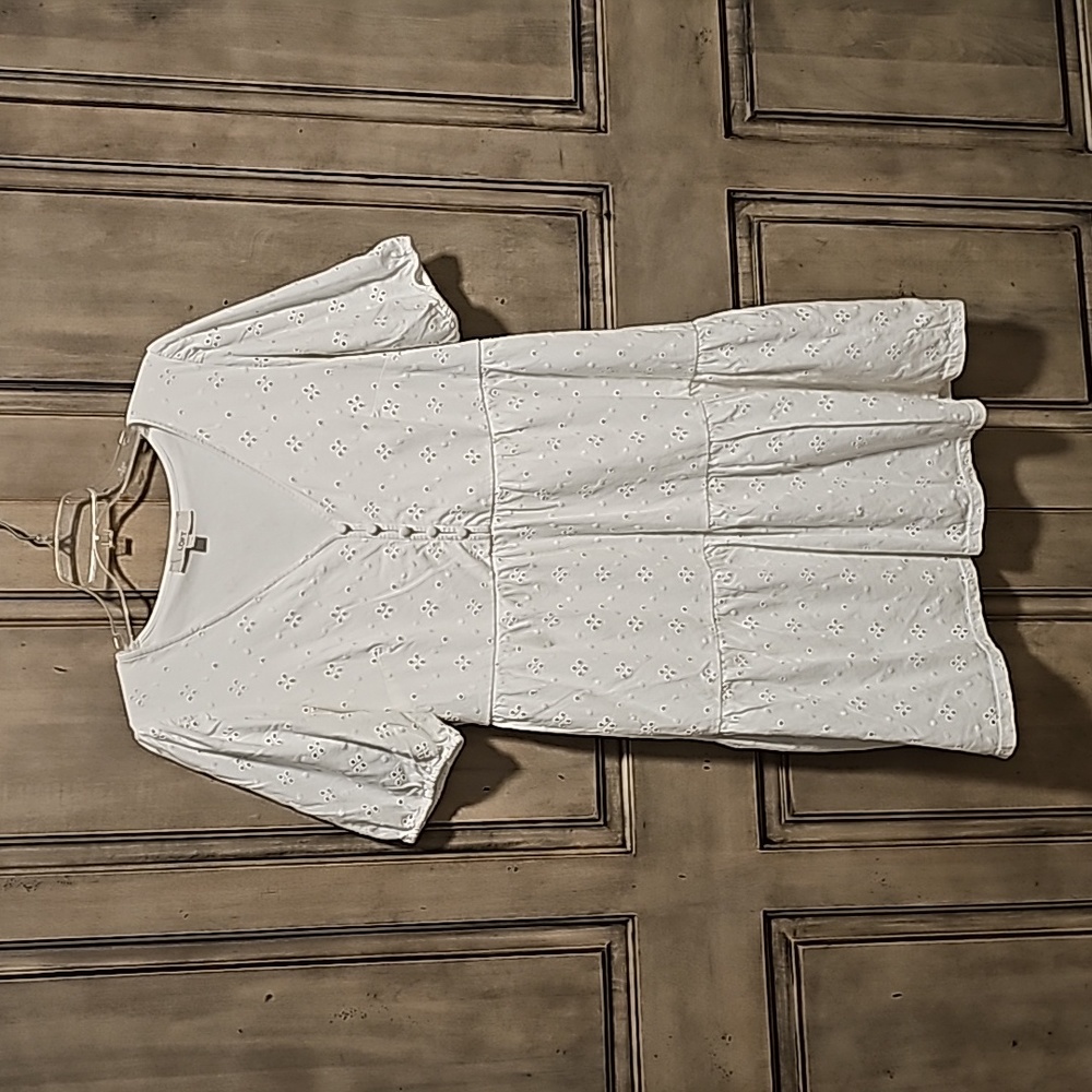 White Broderie Anglaise tiered seeing swing dress, medium